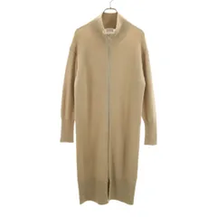 美品 green label relaxing グリーンレーベルリラクシング ウール 長袖 セレニティ ジップニット ワンピース F ベージュ レディース 古着