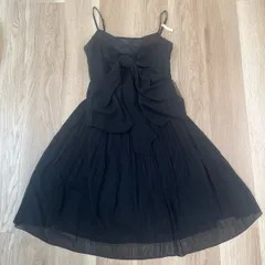 【228822】COMME CA ISM コムサイズム  ノースリーブワンピース　ドレス　ポリエステル　プリーツ加工　ファスナー　クリーニング済　M  ・ ブラック