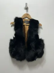Pastime ブラック ファー ベスト（チョッキ） レディース キツネ F