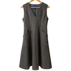 良品 FOXEY フォクシー ノースリーブ Vネック ウールワンピース 39185 サイズ40 ブラウン レディース 古着 中古 USED