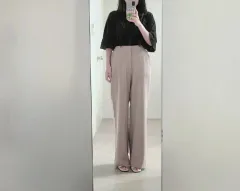 新商品 GU ミルクココア ハイウエスト ワイドフィット スラックス