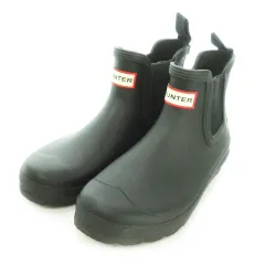 ハンター HUNTER Original Chelsea Boots レインシューズ ショート サイドゴア ロゴ 4 23cm 黒 ブラック WFS2078RMA /AO2 ■GY19