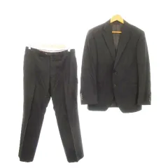 ミスタージュンコ Mr.JUNKO シングルスーツ セットアップ 上下 テーラードジャケット スラックス ウール ストライプ 94AB4 黒 ブラック /AH16 ■GY99