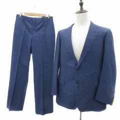 バーバリーズ Burberrys スーツ セットアップ 上下 テーラードジャケット ミドル丈 シングルボタン スラックスパンツ ロング丈 ストライプ柄 青 ブルー /YS20 ■GY53