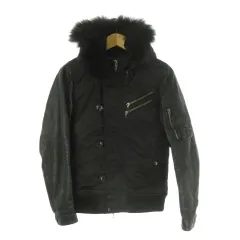 フーガ FUGA フーデッドジャケット 46 黒 ブラック 長袖 ファー付きフード 異素材切り替え 1147500500 /CK36 ■GY58