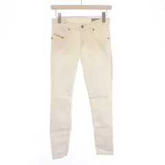 ディーゼル DIESEL GRUPEE WORK デニムパンツ ジーンズ スキニー ジップフライ ストレッチ ロゴパッチ ダメージ加工 W23 L30 白 ホワイト /BB