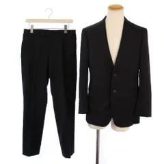 バーバリー BURBERRY セットアップ スーツ 上下 テーラードジャケット 背抜き シングル 2B パンツ ジップフライ ストライプ柄 ウール 90-78-165 黒 /BM ■BM