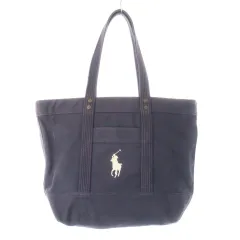ポロ ラルフローレン POLO RALPH LAUREN トートバッグ ハンドバッグ キャンバス 帆布 ビッグポニー ロゴ刺繍 紺 ネイビー /CK16 ■GY99