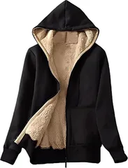 emptio エンプティオ 前開き 裏ボア パーカー ストリート 長袖 ジップアップ スポーツ トップス フード 暖かい レディース フルジップ アウトドア 上着 アメカジ あったか ゆるカジ オシャレ 紳士 ウェア (スモーキーブラック,  M)