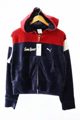 MASU エムエーエスユー × PUMA プーマ 25AW T7 SHORT TRACK HOOD ロゴ刺繍 ベロア トラック ジャッケット パーカー 636086-01 L ネイビー ブランド古着ベクトル 中古●■251105