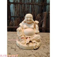 木彫り 七福神 布袋様置物 仏像 開運 金運アップ 風水グッズ (23cm
