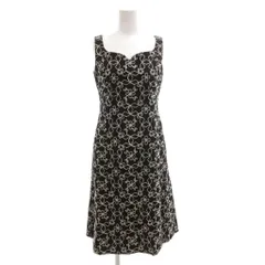 シビラ SYBILLA ワンピース M ノースリーブ ひざ丈 総柄 刺繍 ウール 黒 ブラック /AE