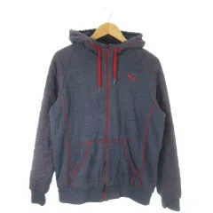 プーマ PUMA パーカー L 紺 ネイビー 長袖 裏ボア フード付き フルジップ /AO9 ■GY58