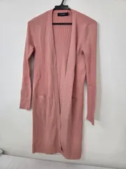 Lauren Ralph Lauren ローレンラルフローレン リブニット ロングカーディガン ピンク XS