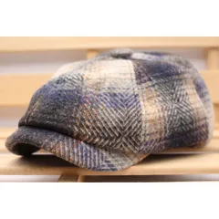 キャスケット帽子 チェック柄 ウール混 キャップ 帽子 ハンチング帽子 キャップ 56cm~58cm メンズ レディース NV KC122-1