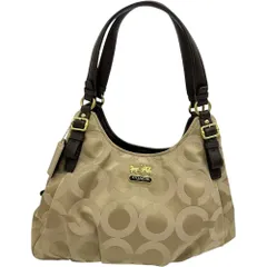 【COACH/コーチ】F17689 オプアート トートバッグ ハンドバッグ キャンバス ベージュ/ブラウン/シルバー金具 レディース 【中古】【真子質店】【BL】