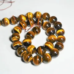 高品質　タイガーアイ（約8ｍｍまたは約12ｍｍ）　ブラック強め　貫通穴あきビーズ　虎目石　特価品！