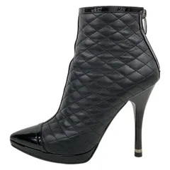 COMEX(コメックス) ショートブーツ M レディース - 黒 ラインストーン/キルティング レザー