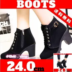 赤字値下げ 　D77【24.0】ブラック ショート 太ヒール ブーティ 美脚効果 ブーツ ショート丈 ショートブーツ 太ヒール 定番 シンプル 合わせやすい 美シルエット 歩きやすい 疲れにくい 履き心地快適 安定感 ショート丈ブーツ