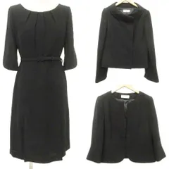 レミュー les mues セレモニースーツ 3P セットアップ ジャケット ワンピース ブラックフォーマル 喪服 9号 黒 ブラック