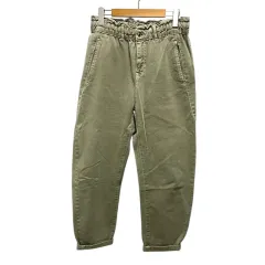 ザラ ZARA デニム ジーンズ ウエストゴム コットン 無地 5862/088/505 36 カーキ 