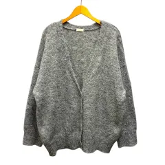 アースミュージック&エコロジー EARTH MUSIC & ECOLOGY ニット カーディガン Vネック ウール混 無地 長袖 F ライトグレー