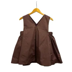 ナチュラルビューティーベーシック NATURAL BEAUTY BASIC ブラウス ノースリーブ Vネック 無地 コットン混 017-3210610 F 茶 ブラウン