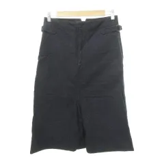 マーガレットハウエル MHL. ひざ丈 スカート ベルト付き 無地 ポケット 厚手 2 S～Mサイズ 紺 ネイビー