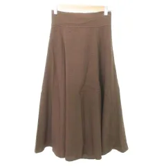 アースミュージック&エコロジー EARTH MUSIC & ECOLOGY フレア ロング スカート 無地 薄手 Mサイズ 茶 ブラウン ■GY99