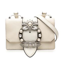 miu miu ショルダーバッグ ホワイト パールadl - メルカリ