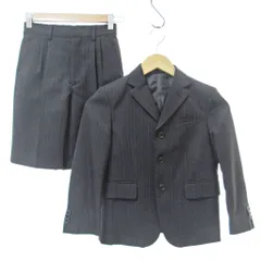 オリバーハウス OLIVER HOUSE キッズ 3点 スーツ セットアップ ストライプ フォーマル 120 ブラック 黒 1224