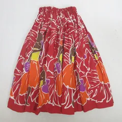g■フラダンス用■パウスカート ハンドメイド フリーサイズ ハワイアン■赤/LADIES/97【中古】■
