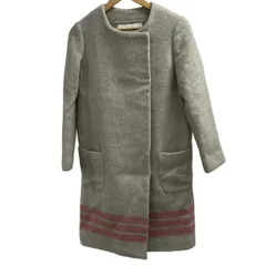 LOUNIE(ルーニィ) コート サイズ36 S レディース美品  - グレーベージュ×ピンク 長袖/ボーダー/秋/冬