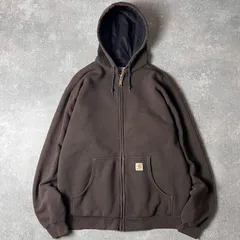 雰囲気系 Carhartt サーマル ライナー付き フルジップ スウェット フード パーカー / カーハート トレーナー スエット ブラウン 茶