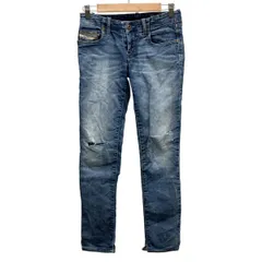 DIESEL(ディーゼル) ジーンズ サイズ25 XS レディース美品  GRUPEE ブルーグレー×ライトブルー フルレングス/デニム/ダメージ加工