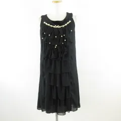 アクシーズファム axes femme ワンピース ミニ ノースリーブ パール ベロア 黒 M *T70