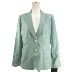 レリアン Leilian タグ付き テーラードジャケット シングル 総裏なし 薄手 リネン 薄緑 ライトグリーン 13 大きいサイズ ■ECT