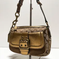 COACH handbag buckle signature gold コーチ ワンショルダーバッグ シグネチャー 肩掛け ハンドバッグ バックル ブラウン ゴールド金具 B319