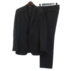 ドルチェ&ガッバーナ ドルガバ DOLCE&GABBANA 美品 スーツ セットアップ ストライプ テーラードジャケット スラックス イタリア製 2B シングル 総裏地 黒 ブラック 46 M位