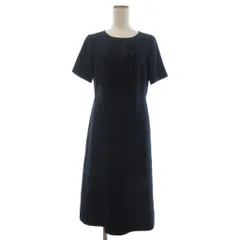 トゥービーシック TO BE CHIC ワンピース 半袖 ひざ丈 フリル レース 40 紺 ネイビー