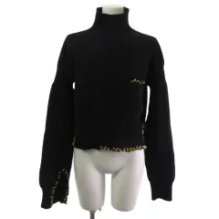 マルニ MARNI タートルネック ニット セーター ステッチ ローゲージ ロゴ ブラック 黒 38 