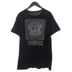 ディーゼル DIESEL Tシャツ カットソー 半袖 プリント コットン 黒 ブラック XL