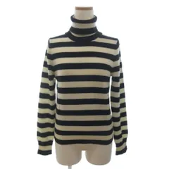 23区 オンワード樫山 ニット セーター 長袖 タートルネック ボーダー カシミヤ 黒 白 ホワイト ブラック 40