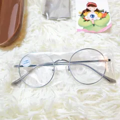 KIHASU 老眼鏡 度数+1.00 シルバー 丸メガネ おしゃれ ケース付き 軽量 リーディンググラス シニアグラス ラウンドフレーム 丸型 メタルフレーム 銀色 ファッション眼鏡 読書 作業用 メンズ レディース 男女兼用 取扱説明書付