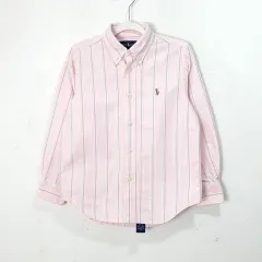 (5T) ポロラルフローレン ストライプシャツ ピンク キッズ