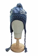 キッズ スカル柄 ノルディックイヤーフラップ ニットキャップ ボンボン付き Boys 7–14X 裏フリース