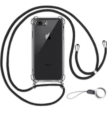 ★iPhone 8 Plus/7 Plus 用 ケース アイフォン8 Plus/7 Plus 用 カバー【ストラップ2種付き 】調節可能な ショルダー 肩がけ 首掛け 紐付き 斜めがけ 薄型 透明 PC + 軽量 シリコン TPUバンパー 　クリア