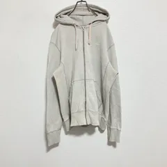 【ロゴ刺繍】00s NIKE ナイキ　フルジップパーカー　ワンポイント　グレーベージュL