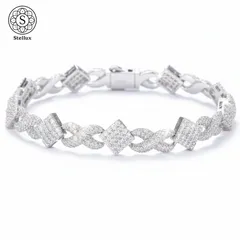 【新型マイアミチェーン】モアサナイト ブレスレット S925 シルバー925 無限(∞)×ダイヤ型リンク 高級感 存在感 手元主役 メンズ ユニセックス 刻印あり GRA鑑定書付き プレゼント ギフト　ブリンブリン