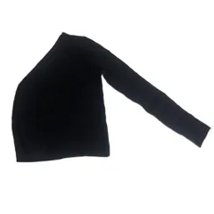 ザラ ZARA KNIT ワンショルダー ニット カットソー リブ長袖 M ブラック